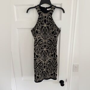 Parker Black Mini Dress with Gold Pattern